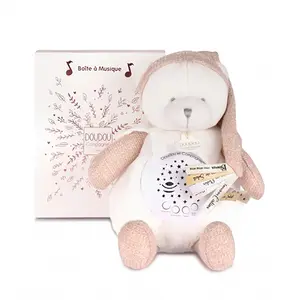 Veilleuse musicale projection d'étoiles ours rose pas cher