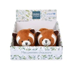Comparateur de prix : UNICEF Chaussons avec hochet Panda roux ORANGE Doudou & Compagnie