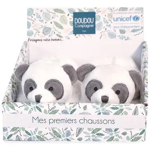 Chaussons avec hochet bébé Doudou & compagnie Unicef - Panda Roux 0/6 mois