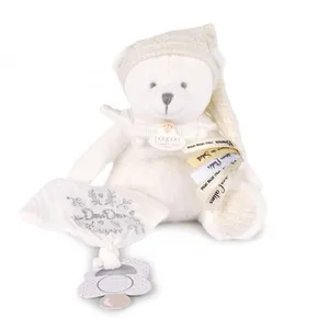 Doudou 25 ans - Ours blanc pantin attache sucette pas cher