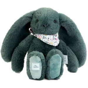 Doudou et Compagnie Peluche Lapin Fleurette Vert 25 Cm pas cher