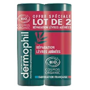 Comparateur de prix : Dermophil Indien Stick Réparation Lèvres Abîmées Bio Lot de 2 x 4g