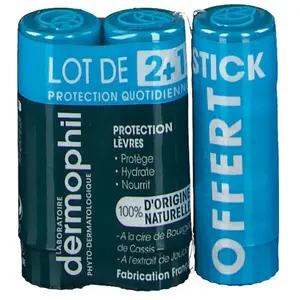 Comparateur de prix : Dermophil Indien Protection Quotidienne Lèvres Lot de 3 x 4 g