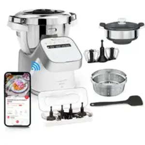 Robot cuiseur MOULINEX I companion pro + cuiseur vapeur YY5287F pas cher