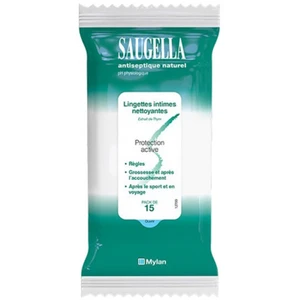 Saugella Antiseptique Naturel Lingette Intime Nettoyante 15 unitésVendu paramazon