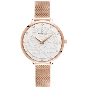 Montre Pierre Lannier  Montre Femme EOLIA Blanc Acier milanais Doré-rose pas cher