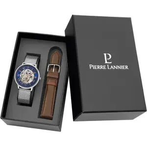Comparateur de prix : Montre Pierre Lannier  Coffret Homme AUTOMATIC Bleu Cuir Brun