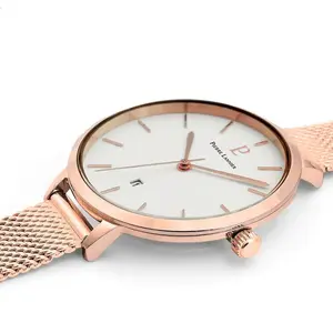 PIERRE LANNIER Montre Femme ECHO Cadran Blanc - 032K908 - Bracelet Acier Milanais Doré-rose pas cher