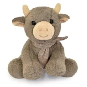 Histoire d'Ours Peluche petite vache foulard MARRON Doudou & Compagnie pas cher