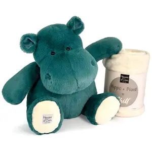 Peluche hippo + plaid BLEU Histoire d'Ours pas cher