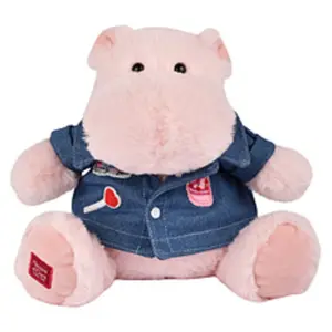 Doudou et Compagnie Hippo, rosa mit Jeansjacke 20cm (20 cm) pas cher