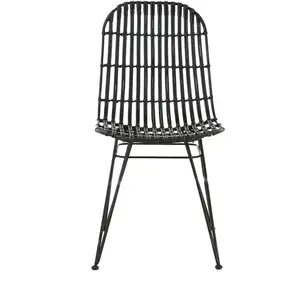 Zago Chaise en rotin noir et métal pas cher