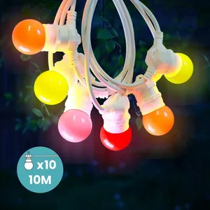 Guirlande Lumineuse Guinguette Couleurs Chaudes 10 m Cable Blanc