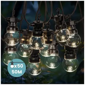 Guirlande Guinguette 50m Transparent Raccordable en Série SKYLANTERNVendu parmanomano