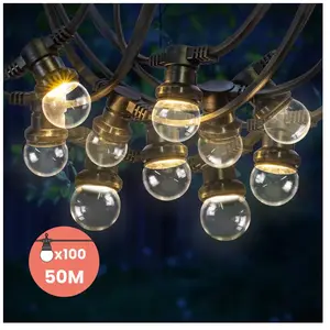 Skylantern Kit Guirlande Guinguette IP65 50M 100 Bulbes TransparentsVendu paramazon