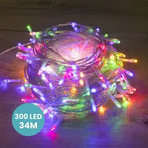 Skylantern Guirlande Lumineuse 34m Câble Transparent 300 Leds Multicolore pas cher