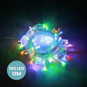 Skylantern Guirlande Lumineuse 12m Câble Transparent 100 Leds Multicolore pas cher