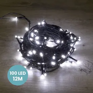 Skylantern Guirlande Lumineuse 12m Câble Noir 100 Leds Blanc froid pas cher