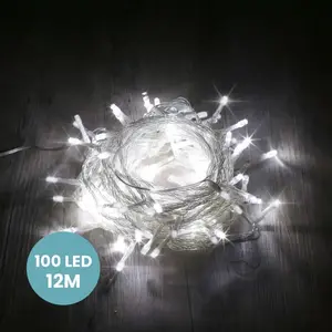 Skylantern Guirlande Lumineuse 12m Câble Transparent 100 Leds Blanc froid pas cher