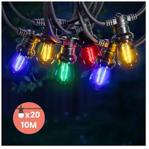 Skylantern Guirlande Guinguette 10M Filament Multicolore LED 20 Bulbes