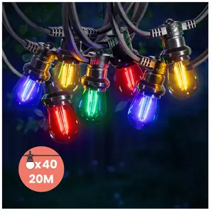 Skylantern Guirlande Guinguette 20M Filament Multicolore LED 40 Bulbes pas cher