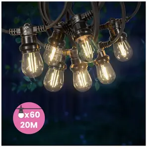 SKYLANTERN Guirlande Guinguette 20M Filament LED 60 Bulbes