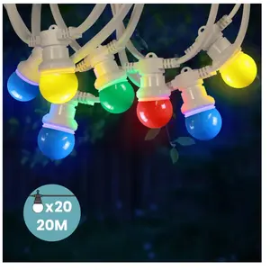 Comparateur de prix : Kit Guirlande Guinguette 20m IP 65 Multicolore Cable Blanc