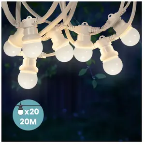 SKYLANTERN Kit Guirlande Guinguette 20m IP 65 Cable Blanc Blanche pas cher