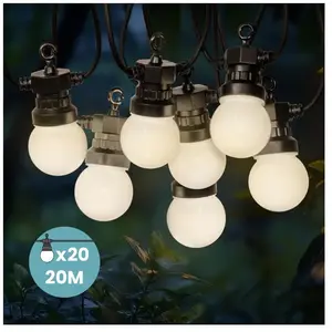 Guirlande Guinguette - SKYLANTERN - 20M Blanche - 20 ampoules - ExtérieurVendu parcdiscount
