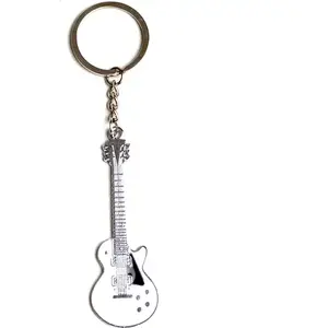 RueDeLaFete Sachet de 1 porte-clés métal Guitare rock Blanche pas cher