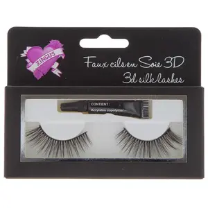 Faux cils - ZINGUS - Kit en soie 3D N°18 - Noir - Application facile - Effet glamour pas cher