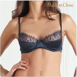 Maison Close Soutien-Gorge Quart Cup Villa Satine BleuVendu parsexyavenue