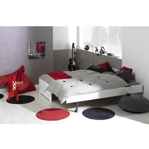 3S. x Home Lit gigogne 90x200 cm avec sommier Blanc FEROE
