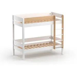 Comparateur de prix : Chambrekids Nateo Concept - Lit superposé 90x190 en Pin massif Blanc et Bois HOYA