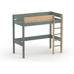 Camif Lit mezzanine 90x190 en Pin massif Kaki et Bois