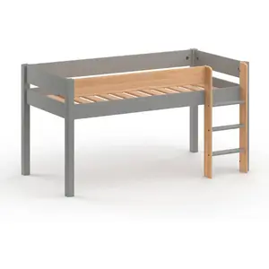 Chambrekids Lit mi-hauteur 90x190 en Pin massif Gris et Bois pas cher
