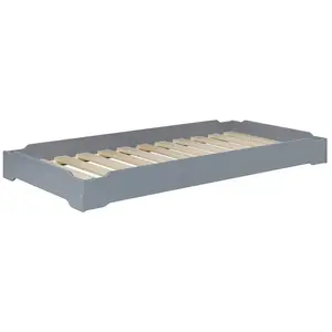 3S. x Home Lit empilable en pin massif 90 x 190 gris pas cher