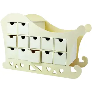 MEGACREA DIY Calendrier de l'Avent traineau bois 37,5x25x17cm pas cher