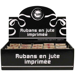 Ctop Ruban en jute motif imprimé Noël rouge 40 mm x 2 m