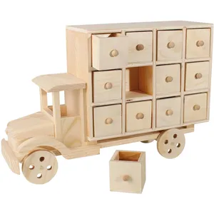 MegaCrea DIY Calendrier de l'Avent Camion Bois 28,5x19x9,5cm pas cher