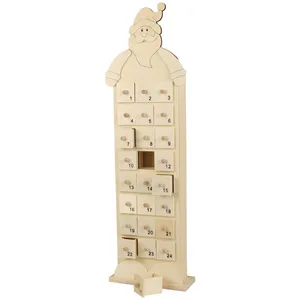 Comparateur de prix : Eminza Calendrier de l'Avent fantaisie Père Noël bois 48 cm