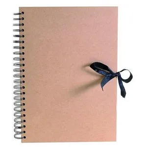 CTOP Cahier kraft avec ruban noir - 80 pages blanches - 21x29,7cm A4 - carnet de croquis pas cher