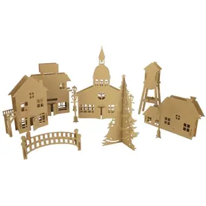 MÉGACRÉA Village de Noël en carton à assembler pas cher
