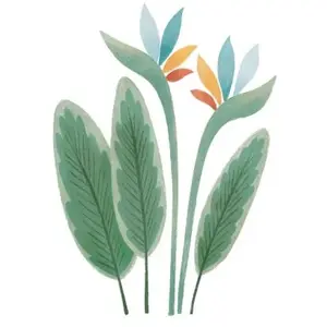 Lilipinso Stickers feuilles et fleurs exotiques en vinyle mat vert, 50x70 cm pas cher