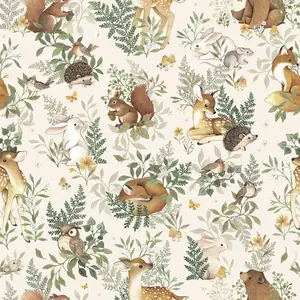 Lilipinso Papier peint intissé Amis de la forêt beige (10 m) pas cher
