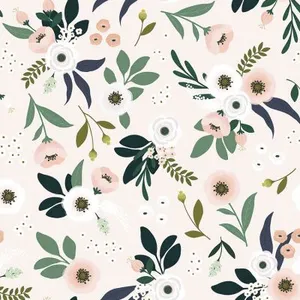 Lilipinso Papier peint intissé Wonderland anémones fond poudré (10 m) pas cher