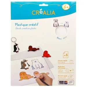 Set de 5 feuilles de plastique créatif blanc - Créalia pas cher
