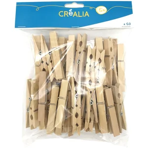Set de 50 pinces à linge bois naturel - Créalia