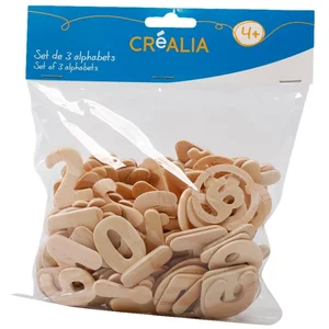 Set de 3 alphabet en bois - Créalia pas cher