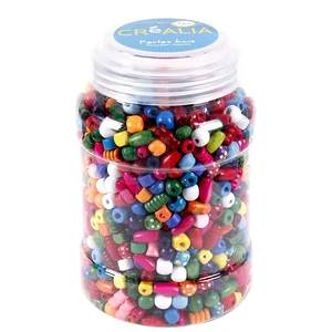 Baril de perles en bois multicolores - Créalia pas cher